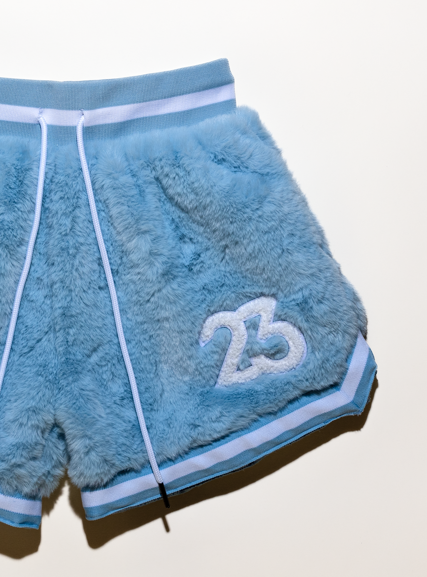 Teddy Fur Basketball Shorts - Baby Blue