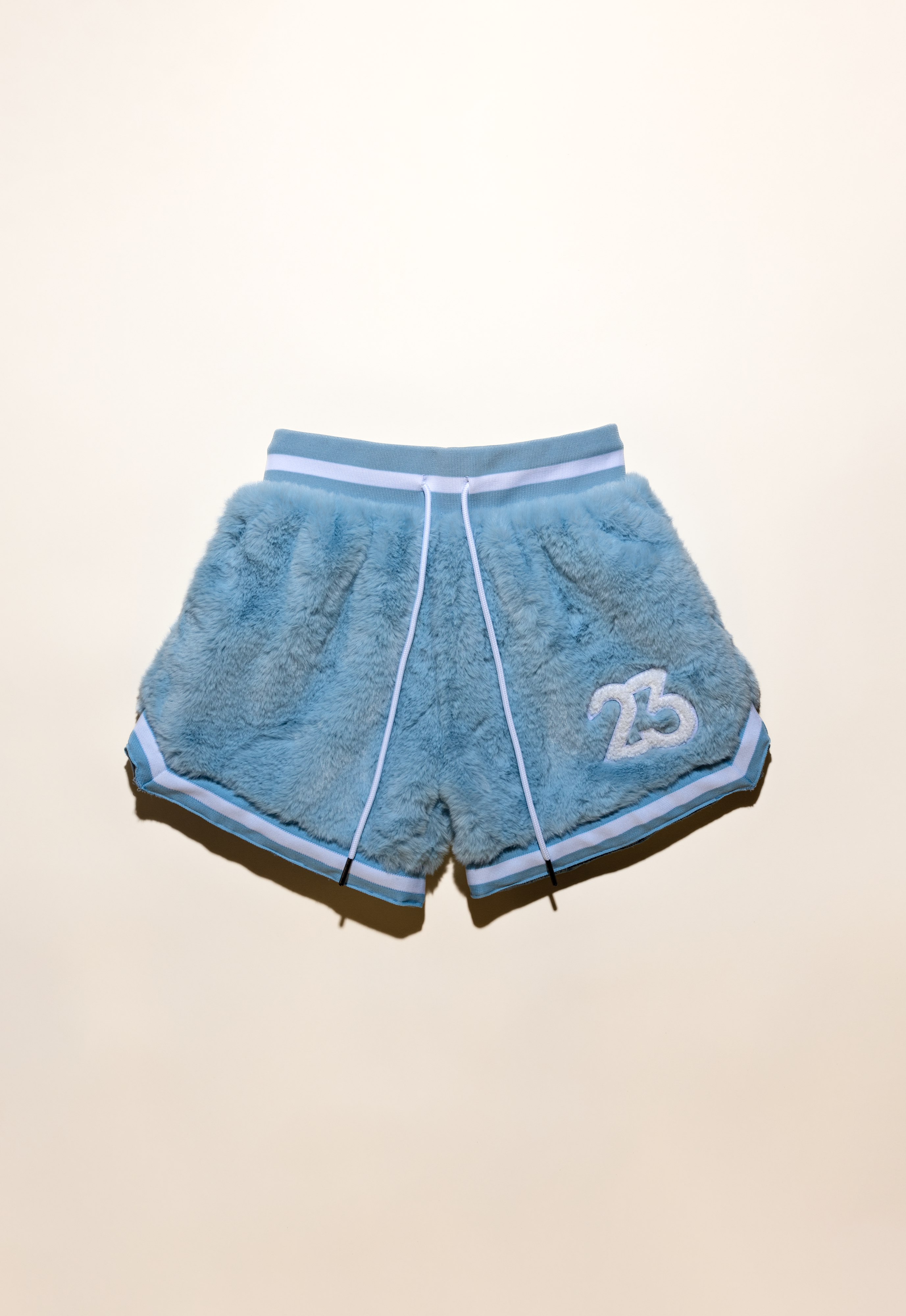Teddy Fur Basketball Shorts - Baby Blue