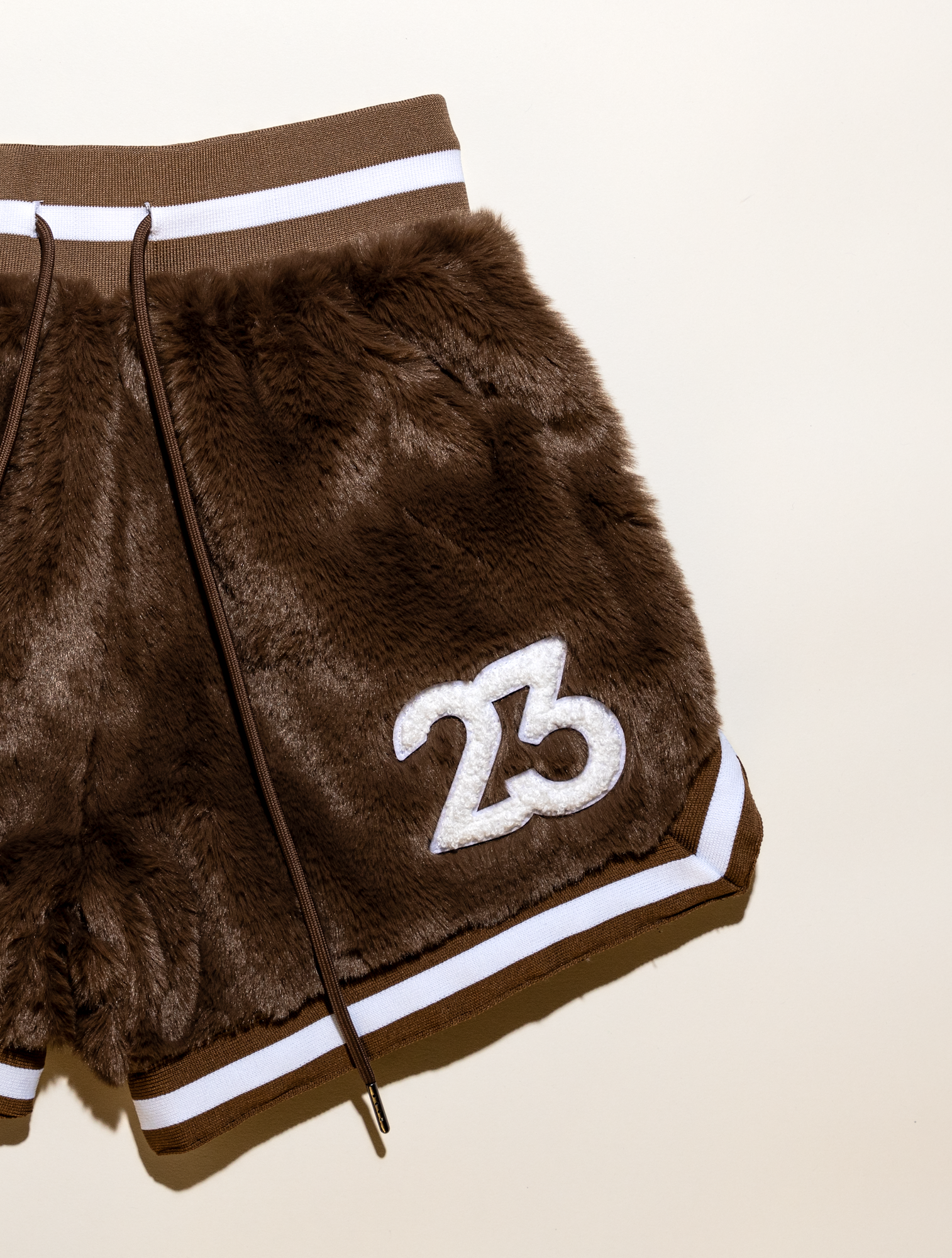 Teddy Fur Basketball Shorts - Coffee Cake