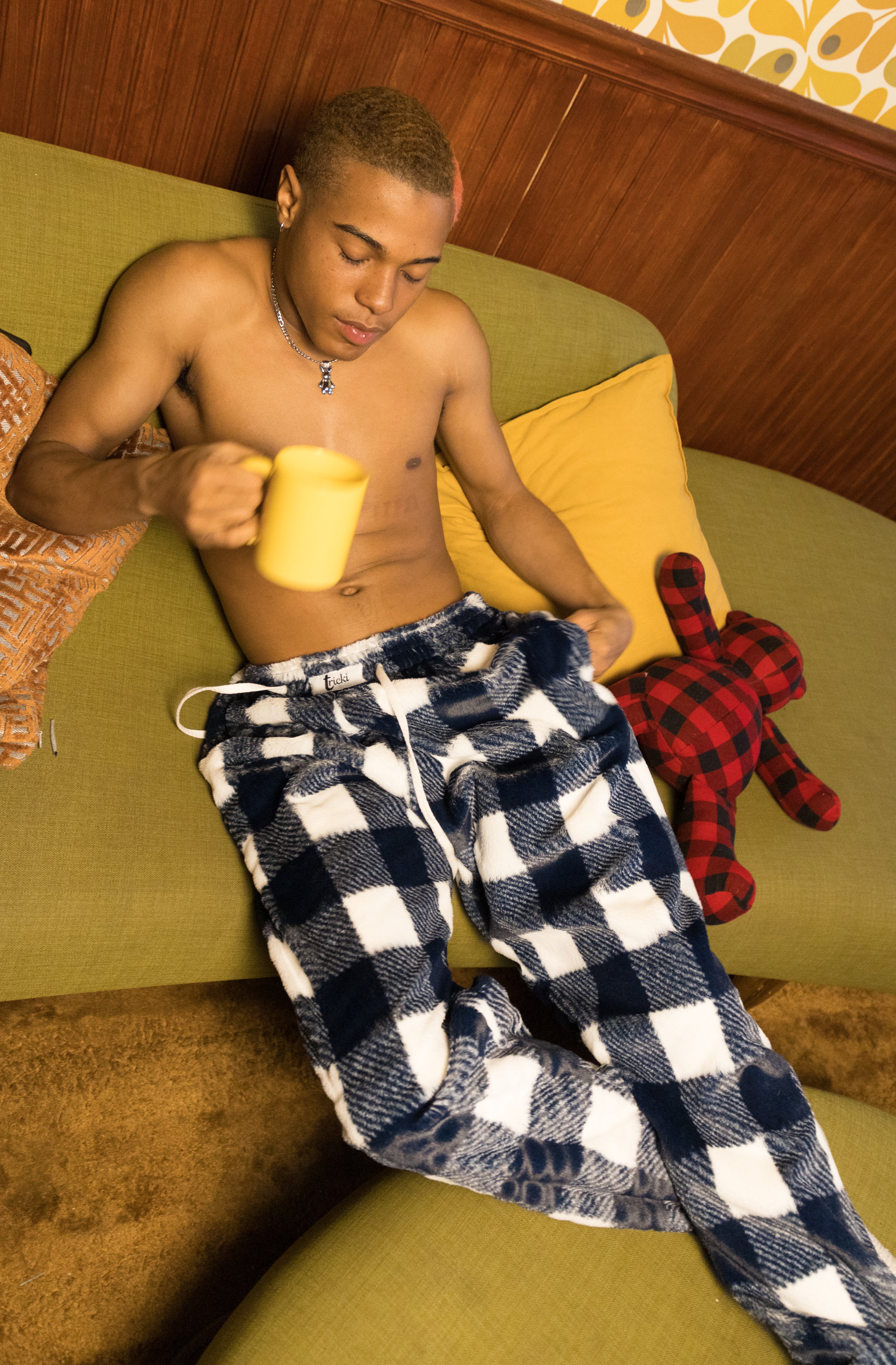 Teddy Fur Pajama Pants - Saphire